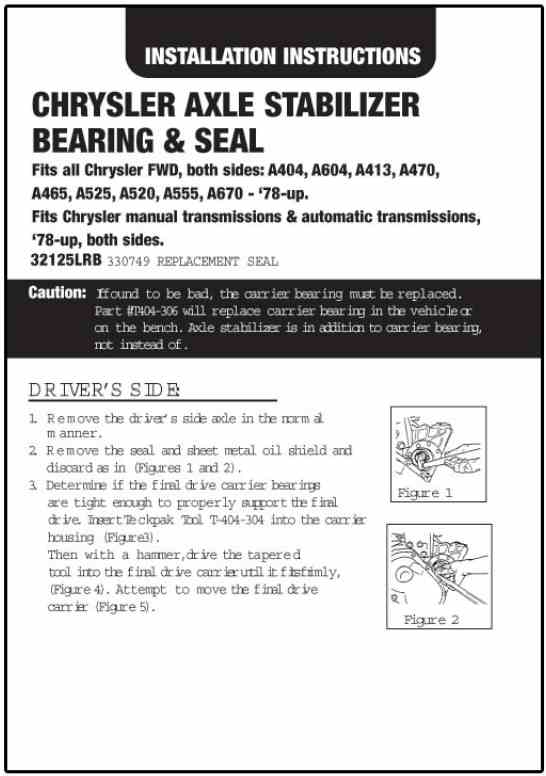 Bearing Axel Support Stabilizer Chrysler