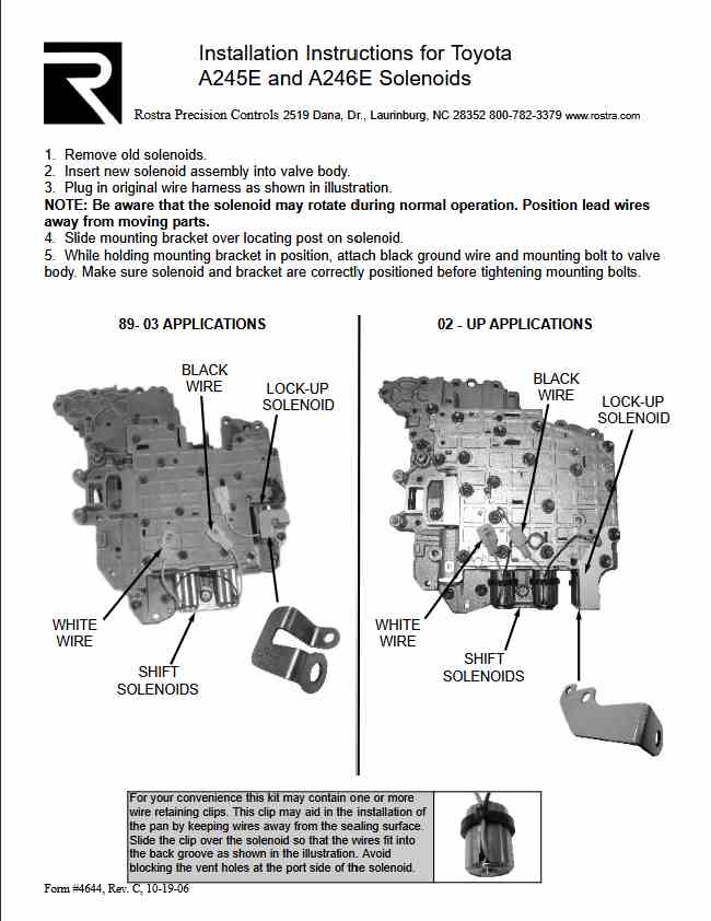 Kit Solenoid S1 S2 Lock-Up A245E A246E A247E 1989/04