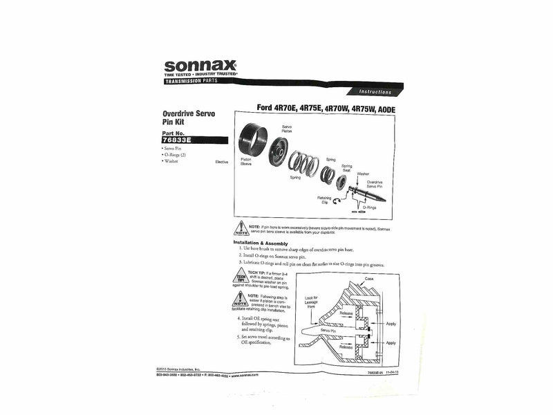 Overdrive Servo Pin Kit Sonnax 4R70E 4R70W 4R75E 4R75W AODE