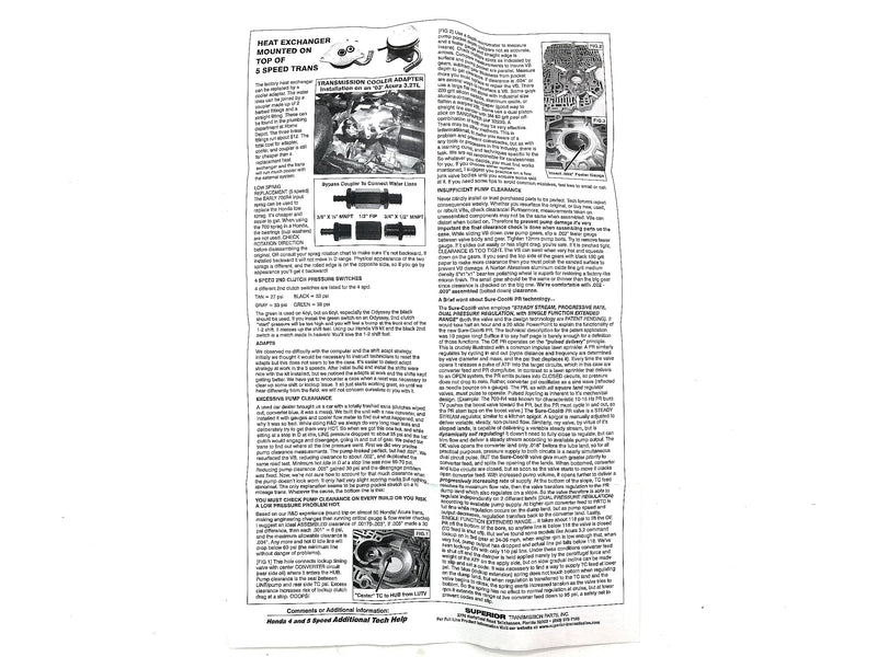 Shift Kit Superior Honda 5 SP 6 CYL Valve Body Upgrade Kit With 0..88 CPC Valves - Suntransmissions