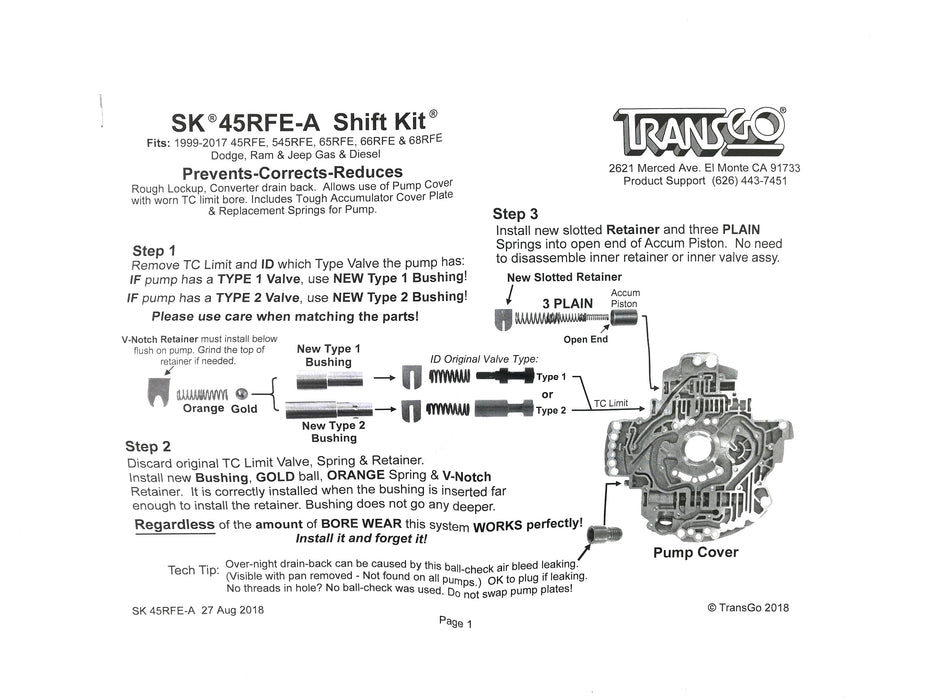 SHIFT KIT TRANSGO 45RFE 5-45RFE 68RFE - Suntransmissions